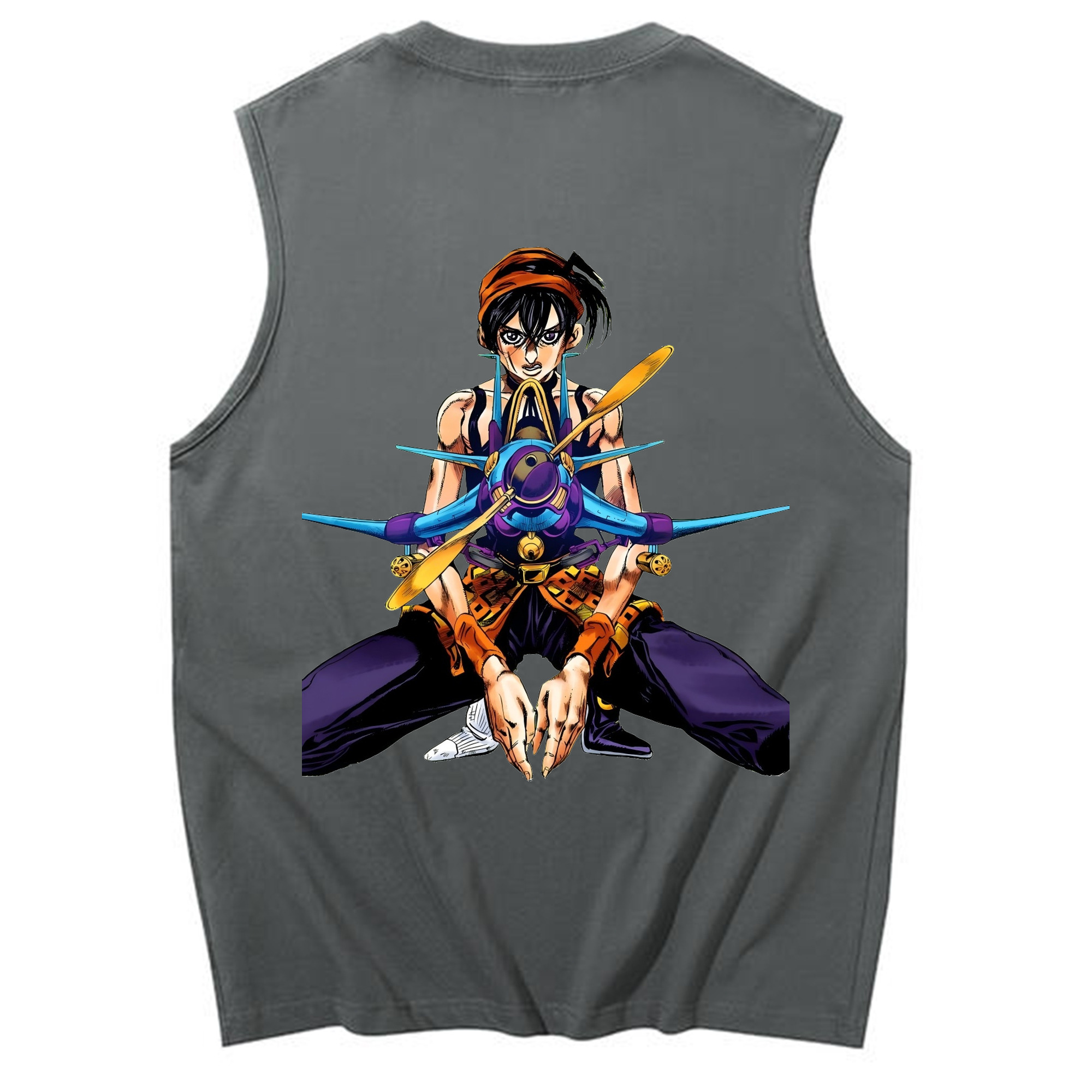 （画像用） ジョジョの奇妙な冒険 ナランチャ?ギルガ JoJo's Bizarre Adventure Narancia Ghirga コットン100％タンクトップ（背面プリント）